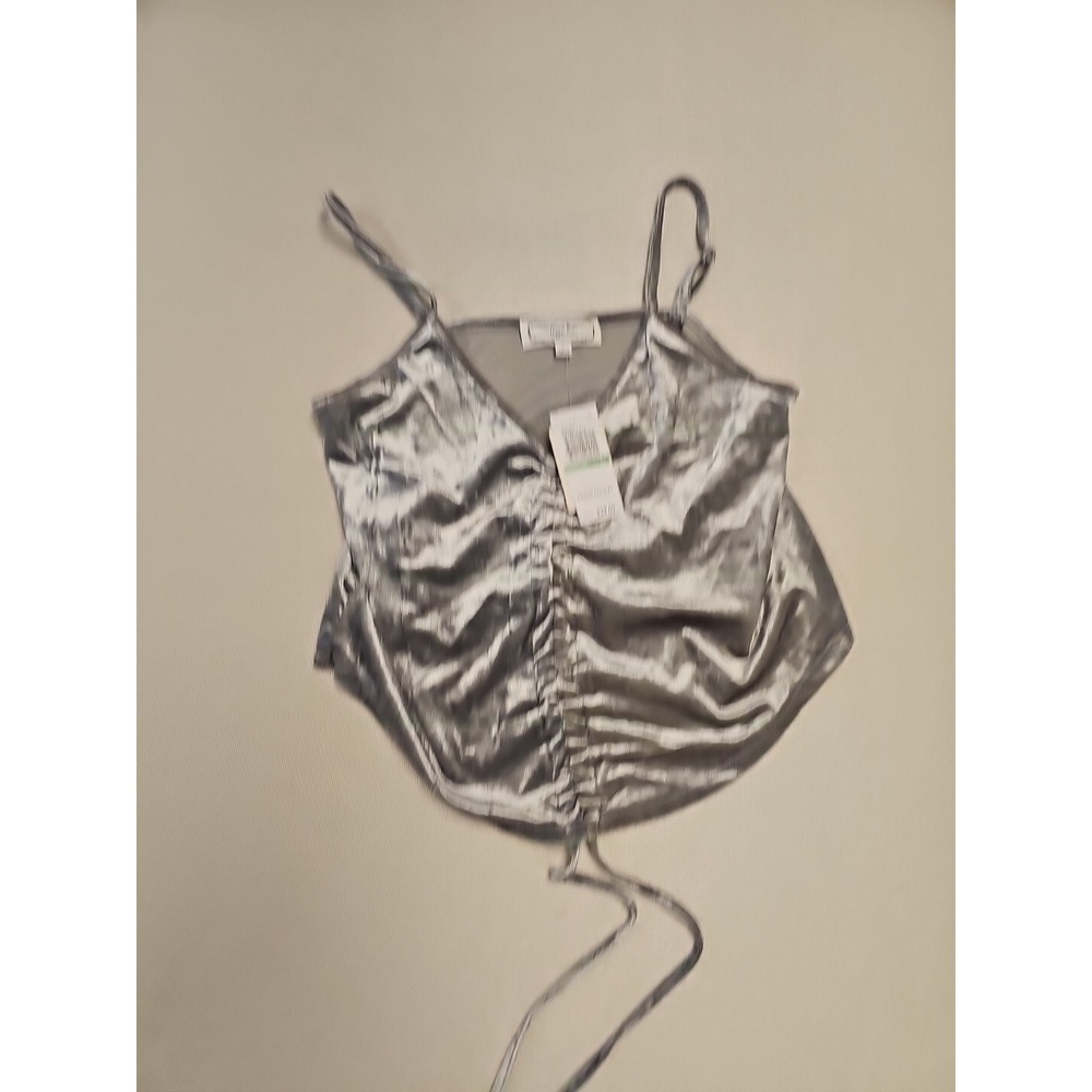 Hippie Rose Women's Tank Top Size  L Gray Solid Cropped Cinched Tie Velour New